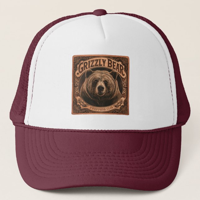 Grizzly Bear Preppers Club Trucker Hat (Front)