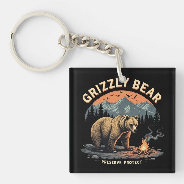 Grizzly Bear Preserve and Protect Key Ring (Front)