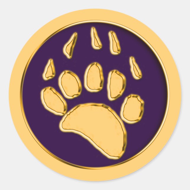 GRIZZLY BEAR PRINT CLASSIC ROUND STICKER (Front)