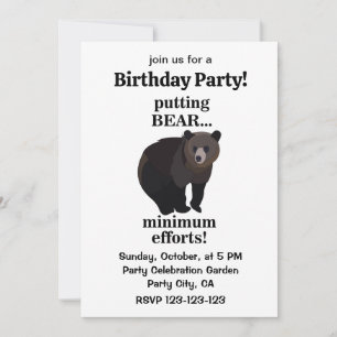 Grizzly Bear Putting Bear Minimum Efforts Funny  Invitation