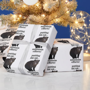 Grizzly Bear Putting Bear Minimum Efforts Funny Wrapping Paper
