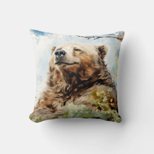 Grizzly Bear Relaxing Relaxing Animal Fun Happy Cushion