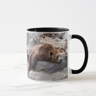Grizzly Bear Resting On Rock Mug