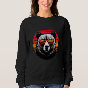 Grizzly Bear Retro Vintage Sunset Animal Sunglasse Sweatshirt