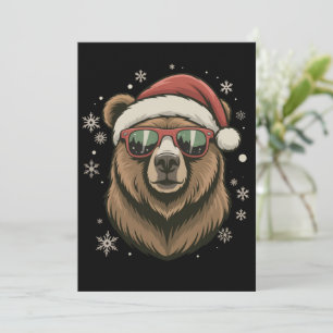 Grizzly Bear Santa Hat Funny Cute Animal Lover  Invitation