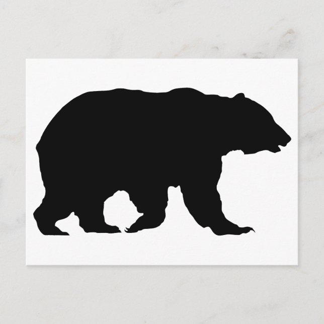 Grizzly Bear Silhouette Walking Left to Right Postcard (Front)