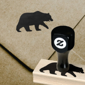 Grizzly Bear Silhouette Wildlife Wild Animal Rubber Stamp