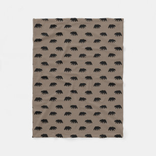 Grizzly Bear Silhouettes Pattern Fleece Blanket