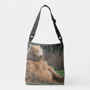 GRIZZLY BEAR SITTING ALL OVER PRINT CROSSBODY BAG