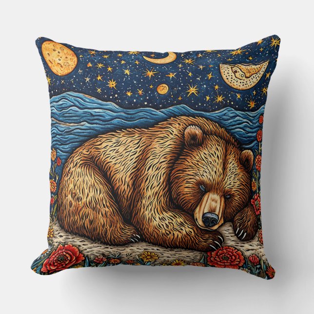 Grizzly Bear sleeping Cushion (Front)