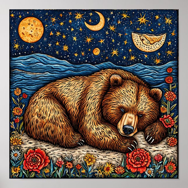 Grizzly Bear sleeping Poster (Front)