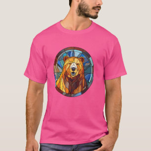 Grizzly Bear Stained Glass Bear Artwork Bear Lover T-Shirt