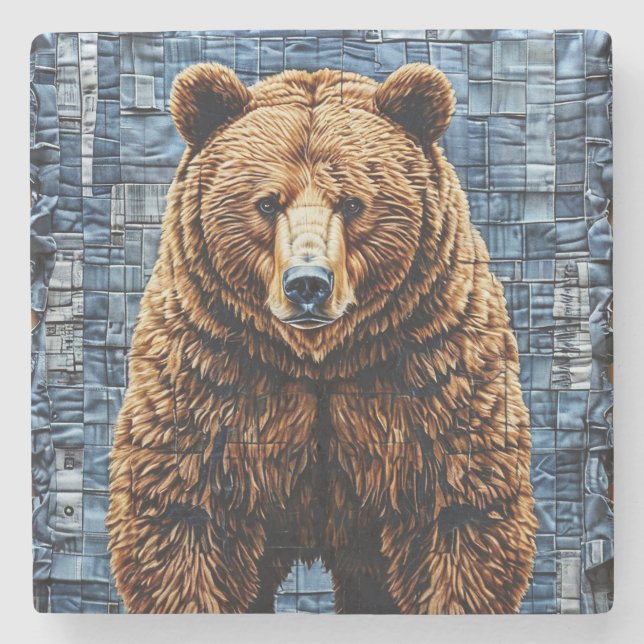 Grizzly bear stone coaster (Front)