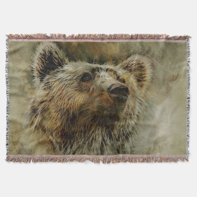 Grizzly Bear Throw Blanket (Front)