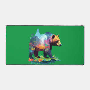 Grizzly Bear Vector Art Animal Majestic Nature Desk Mat