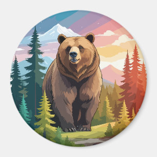 Grizzly Bear Vector Art Animal Majestic Nature  Magnet