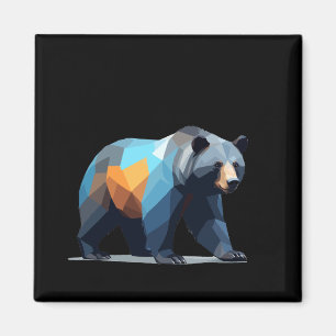 Grizzly Bear Vector Art with Vibrant Colours Magnet