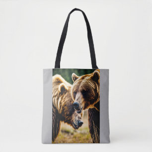 Grizzly Bear vs Bull Showdown – Realistic High-Det Tote Bag
