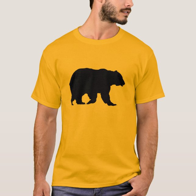 Grizzly Bear Walking Black Silhouette T-Shirt (Front)