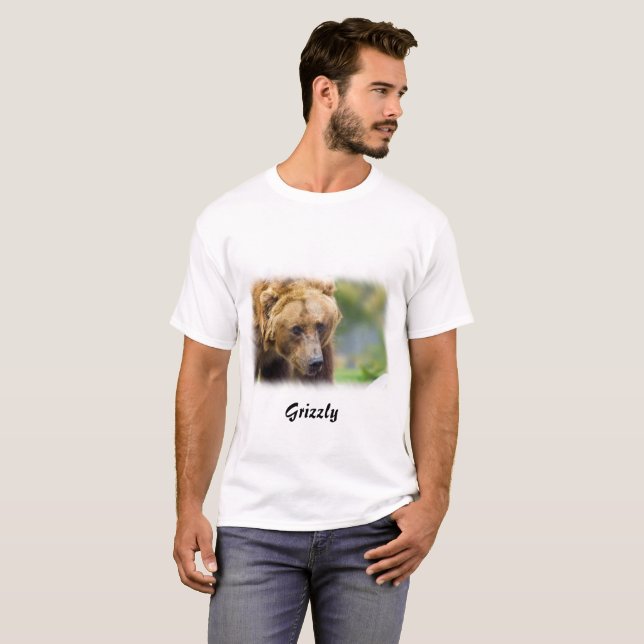 Grizzly Bear White Border T-Shirt (Front Full)