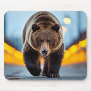 Grizzly Bear Wildlife Animal On Street Mouse Pad