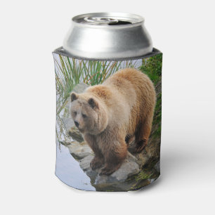 Grizzly Bear Wildlife Animal Photograph Can Cooler