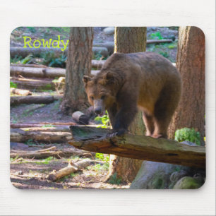 Grizzly Bear Wildlife Lover Custom Name Mouse Pad