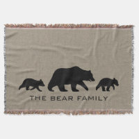 Grizzly Bear with Cubs Silhouettes Custom Text