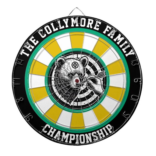 Grizzly Bear with Forest Bullseye Dartboard (Front)