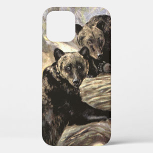 Grizzly Bears by CE Swan, Vintage Forest Animals iPhone 12 Case