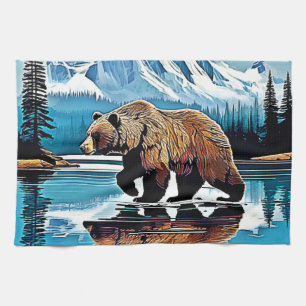 Grizzly Lake Mountain View Tea Towel