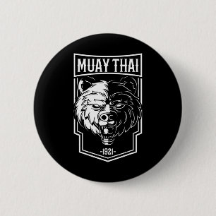 Grizzly Muay Thai - Thai Boxing Andkickboxing Gift 6 Cm Round Badge