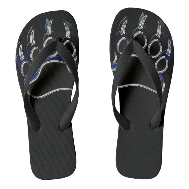Grizzly Paw Black & Blue Jandals (Footbed)