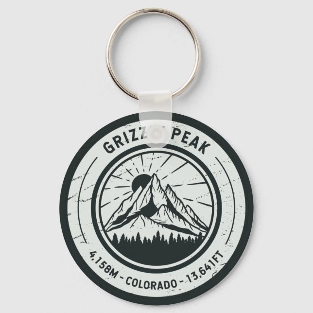 Grizzly Peak Colorado Hiking Skiing Travel  Key Ring (Front)