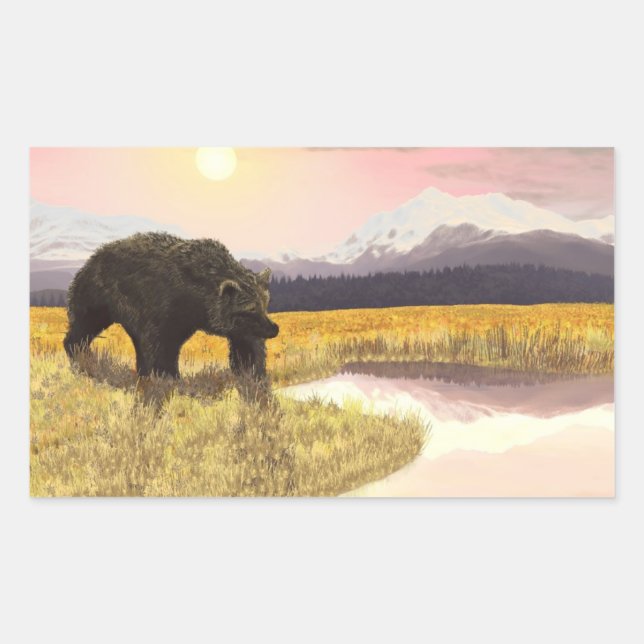 Grizzly Pond Rectangular Sticker (Front)
