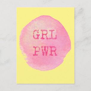 GRL PWR - Bold Yellow & Pink Typography Postcard