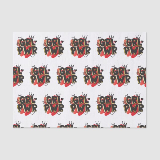 GRL PWR, Crown & Hearts Tissue Paper (Front)