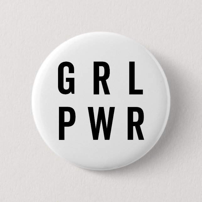 GRL PWR / Girl Power Feminist Quote 6 Cm Round Badge (Front)