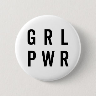 GRL PWR / Girl Power Feminist Quote 6 Cm Round Badge