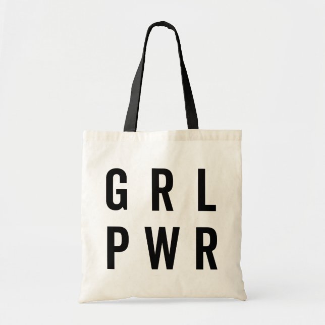 GRL PWR / Girl Power Feminist Quote Tote Bag (Front)