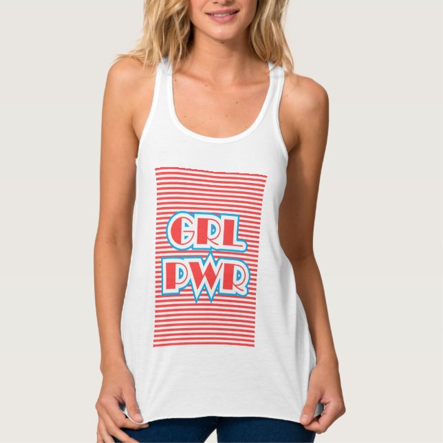 GRL PWR, Girl Power (red version), girly, funny, Singlet (Front)