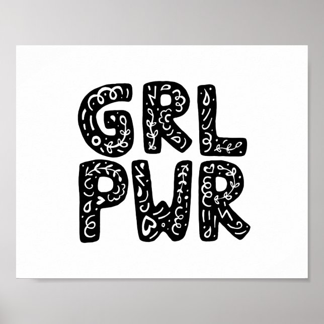 GRL PWR Girl Power Typography Art Poster (Front)
