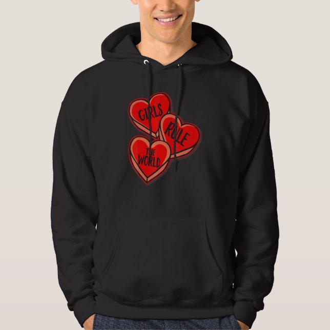 Grl Pwr Girl Rule The World Hearts Feminist Womens Hoodie (Front)