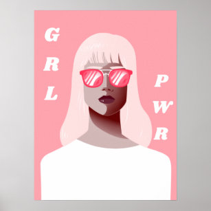 GRL PWR Modern Feminist Illustration Girl Power  Poster