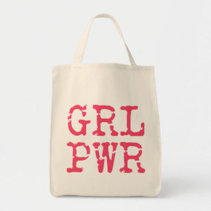 GRLPWR (Girl Power) - Fun Hot Pink Typography Tote Bag