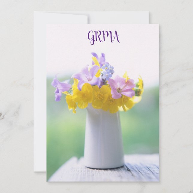 GRMA Irish Language Thank you card with flowers (Front)