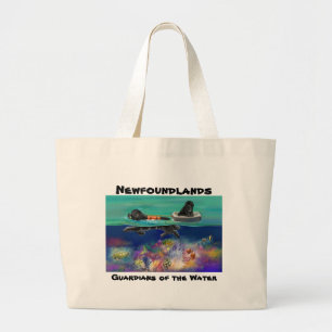 GRNC Water Test black newf Large Tote Bag