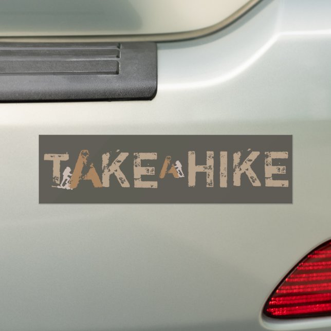 Grnge Take a Hike Typography Bumper Sticker (On Car)