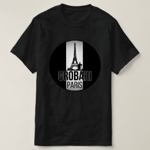 Grobari Paris Ajfelov Toranj Crno Beli  T-Shirt