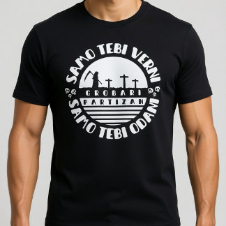 Grobari Partizan Crno Beli  T-Shirt